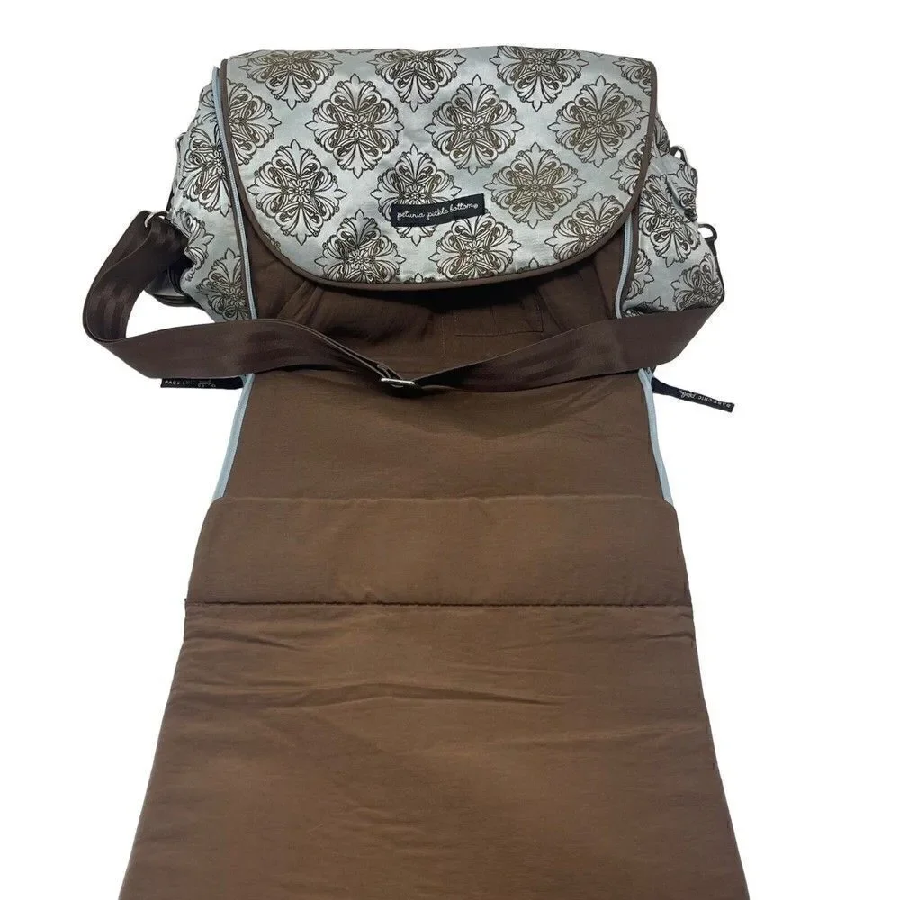 Petunia Pickle bottom embroidered Diaper bag larger BoxU Mint and brown